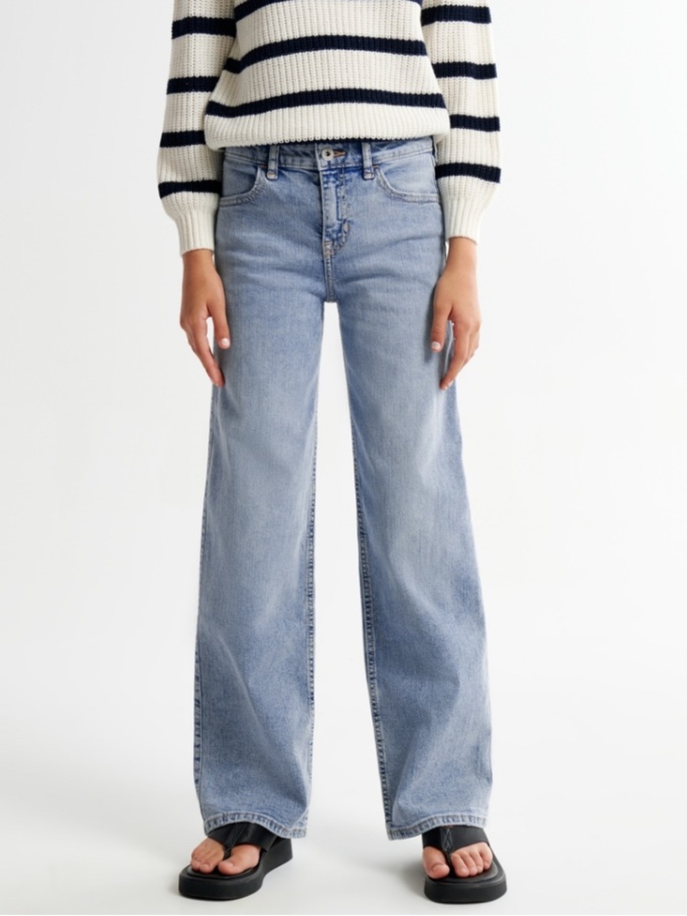 Abercrombie Kids High Rise Wide-Leg Light Jeans Regular Size 11/12